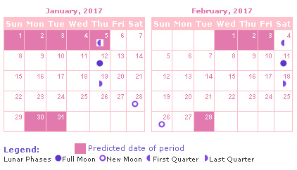 Monthly Period Cycle Chart