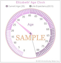 Sample age clock (reduced in size) based on life expectancy