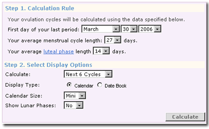 Ovulation Calculator Criteria